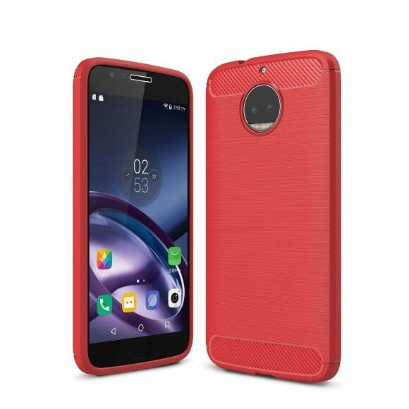 Чехол-накладка Carbon Fibre для Motorola Moto G5S Plus (красный)