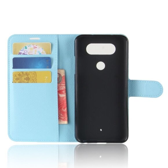 Чехол с визитницей для LG Q8 (голубой)