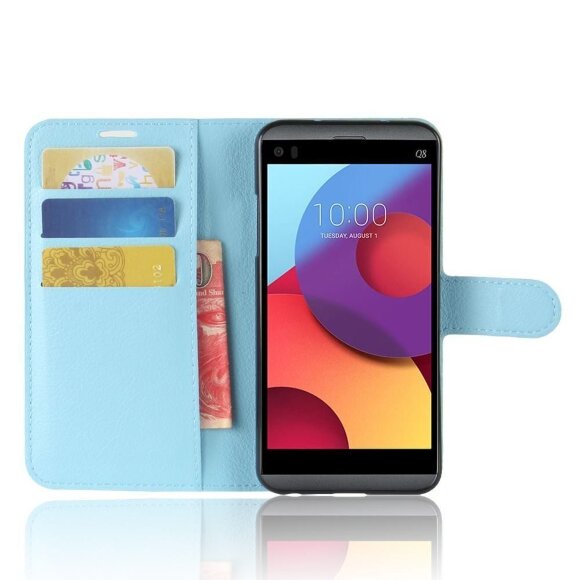 Чехол с визитницей для LG Q8 (голубой)
