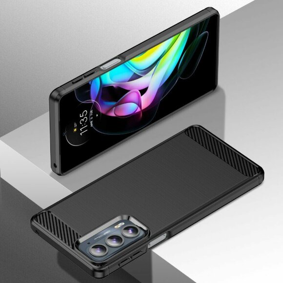 Чехол-накладка Carbon Fibre для Motorola Edge 20 (черный)
