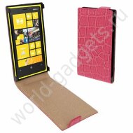 Вертикальный чехол крокодил-стиль для Nokia Lumia 920 (малиновый)