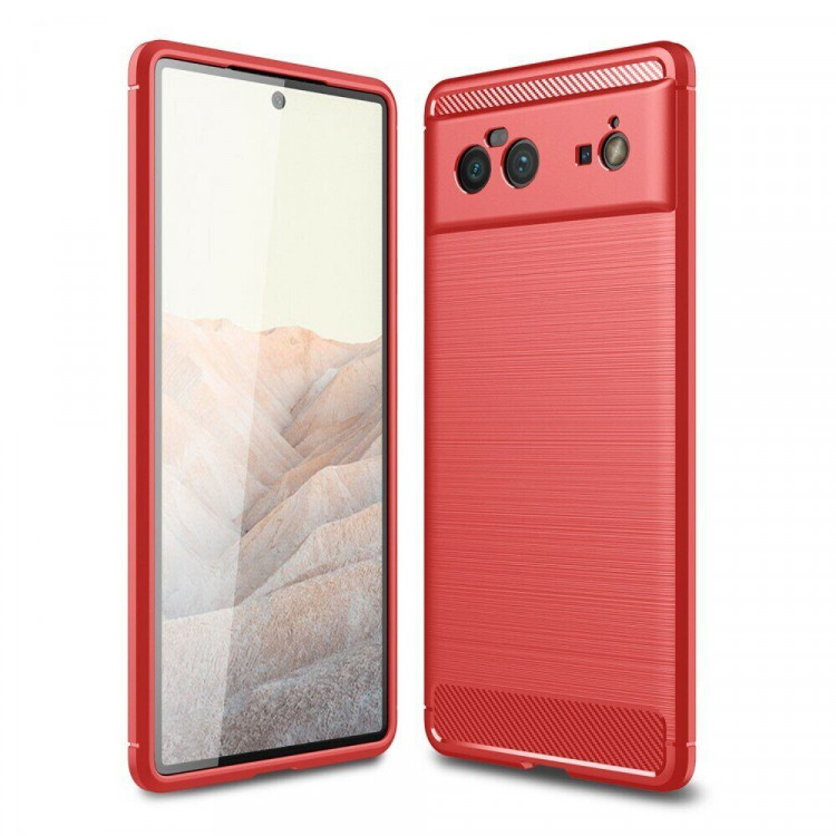 Чехол-накладка Carbon Fibre для Google Pixel 6 Pro (красный)