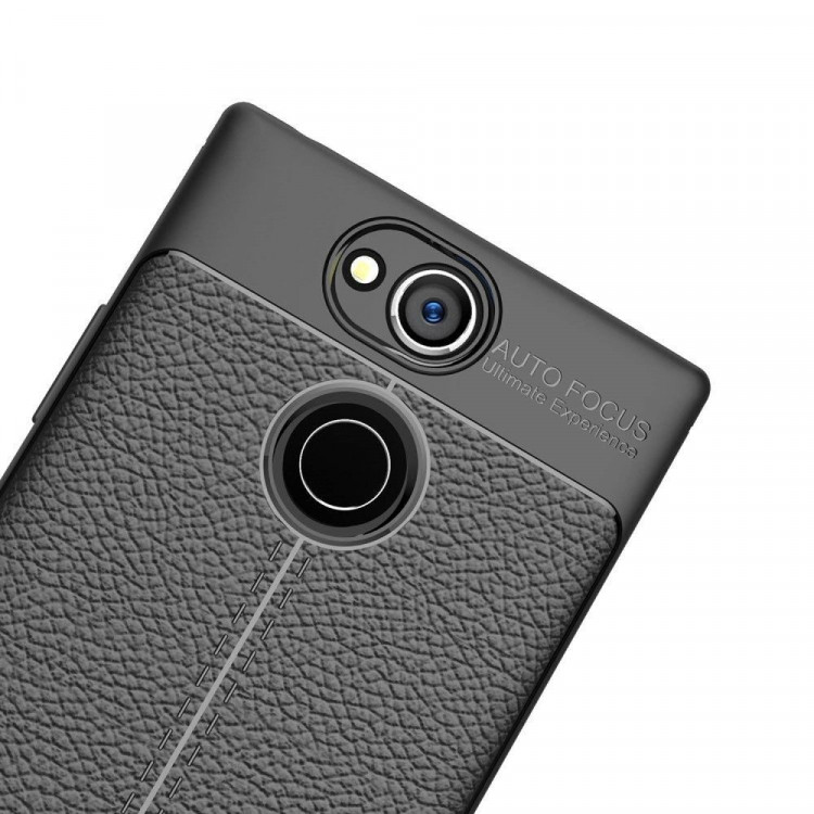 Чехол-накладка Litchi Grain для Sony Xperia XA2 (черный)