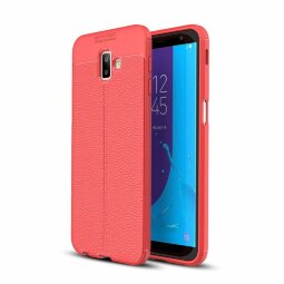 Чехол-накладка Litchi Grain для Samsung Galaxy J6+ (Plus) (красный)
