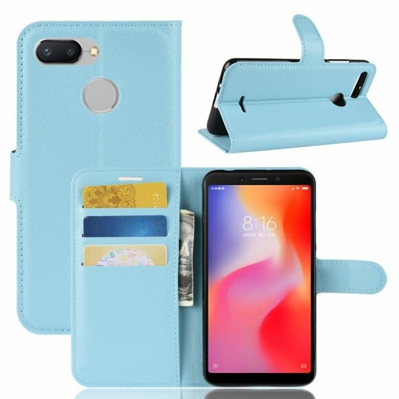 Чехол с визитницей для Xiaomi Redmi 6 (голубой)