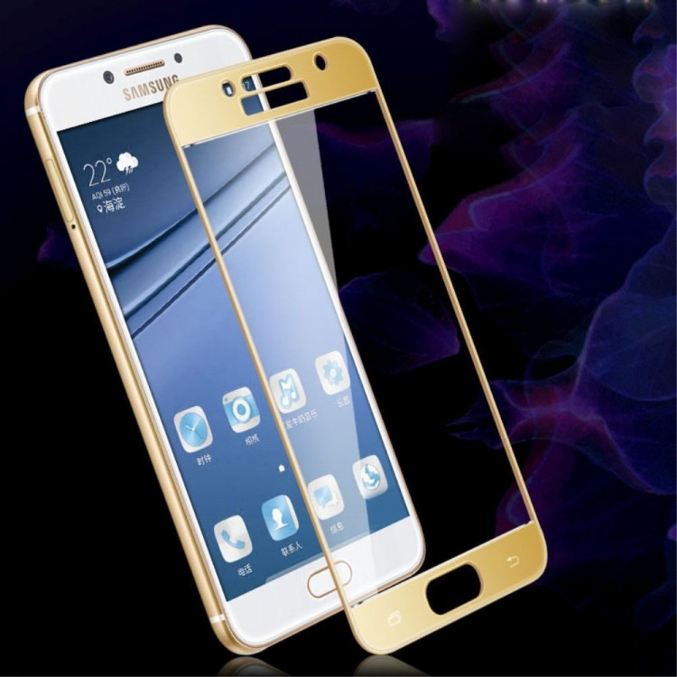 Защитное стекло 3D для Samsung Galaxy A3 (2017) SM-A320F (золотой)