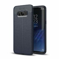 Чехол-накладка Litchi Grain для Samsung Galaxy S8+ (темно-синий)