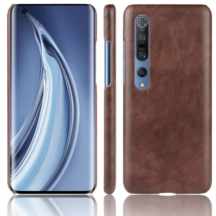 Кожаная накладка-чехол для Xiaomi Mi 10 / Mi 10 Pro (коричневый)