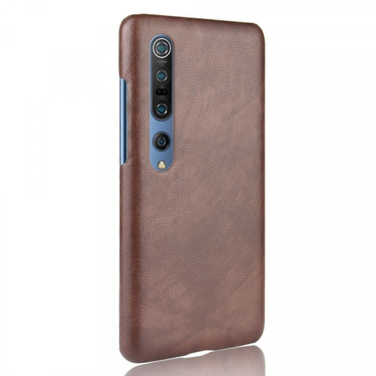 Кожаная накладка-чехол для Xiaomi Mi 10 / Mi 10 Pro (коричневый)