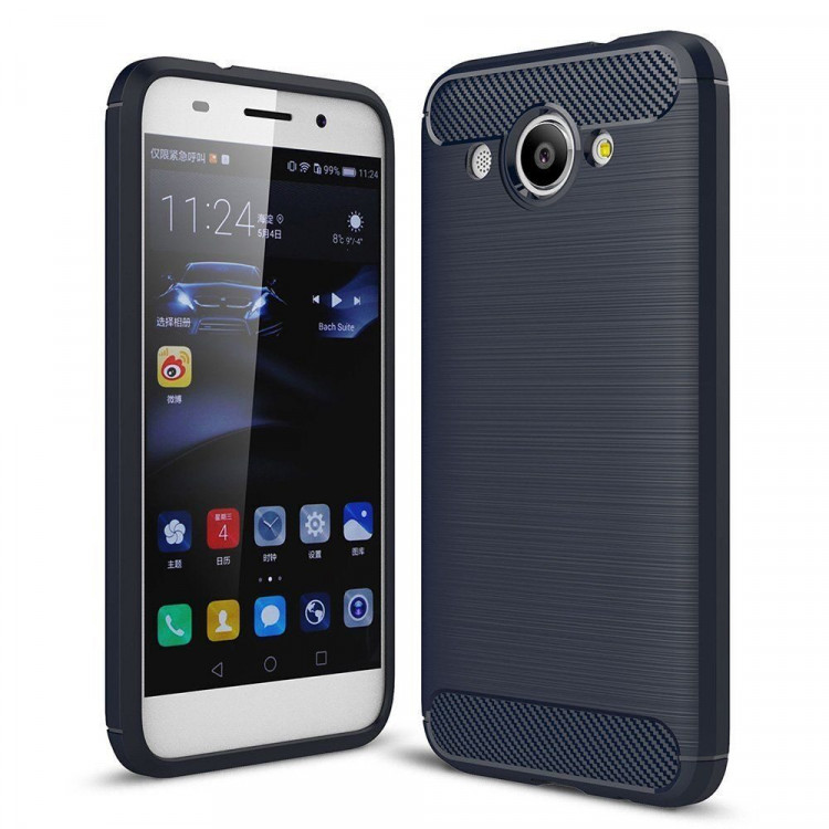 Чехол-накладка Carbon Fibre для Huawei Y3 2017 (темно-синий)