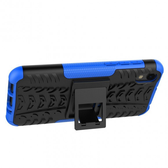 Чехол Hybrid Armor для Huawei Y5 (2019) / Honor 8S (черный + голубой)