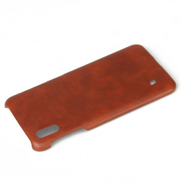Кожаная накладка-чехол Litchi Texture для Samsung Galaxy M10 (коричневый)