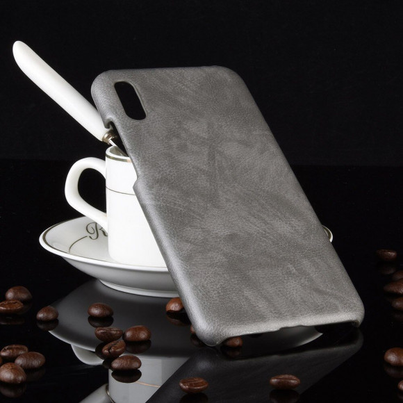 Кожаная накладка-чехол для Huawei Y6 Pro (2019) (серый)