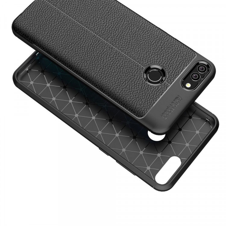 Чехол-накладка Litchi Grain для Huawei Y9 (2018) / Enjoy 8 Plus (серый)