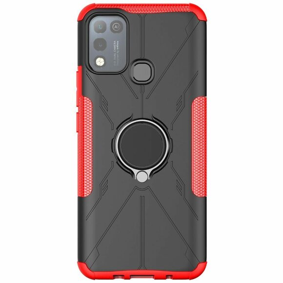 Чехол Armor Shockproof Ring Holder для Infinix Hot 10 Play / Hot 11 Play (черный + красный) Чехол Armor Shockproof Ring Holder для Infinix Hot 10 Play / Hot 11 Play (черный + красный)