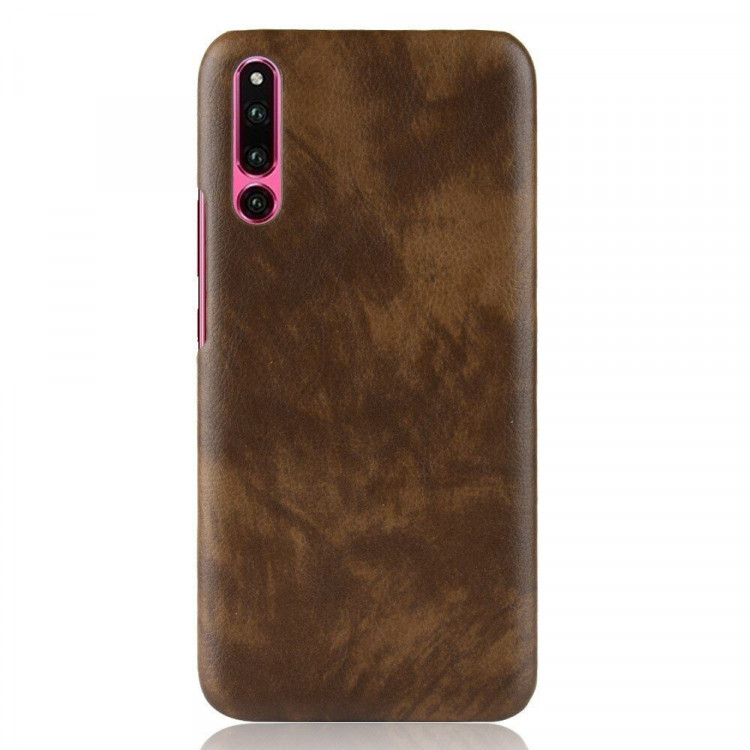 Кожаная накладка-чехол Litchi Texture для Huawei P30 (коричневый)