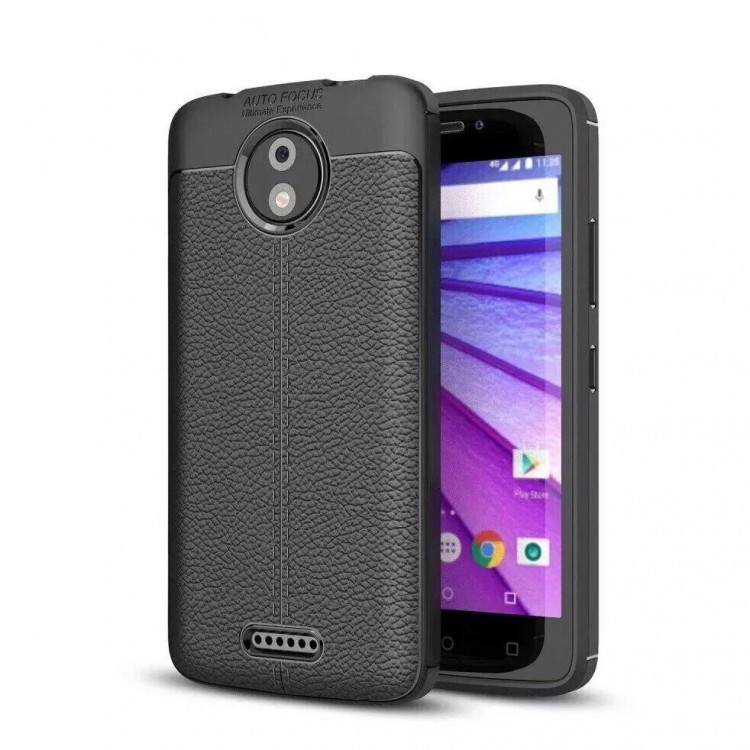 Чехол-накладка Litchi Grain для Motorola Moto C Plus (черный)