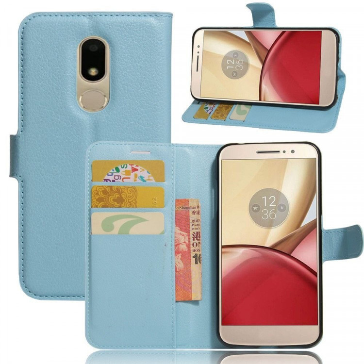 Чехол с визитницей для Motorola Moto M (голубой)