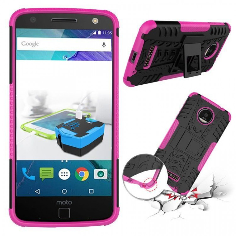Чехол Hybrid Armor для Motorola Moto Z (черный + розовый)