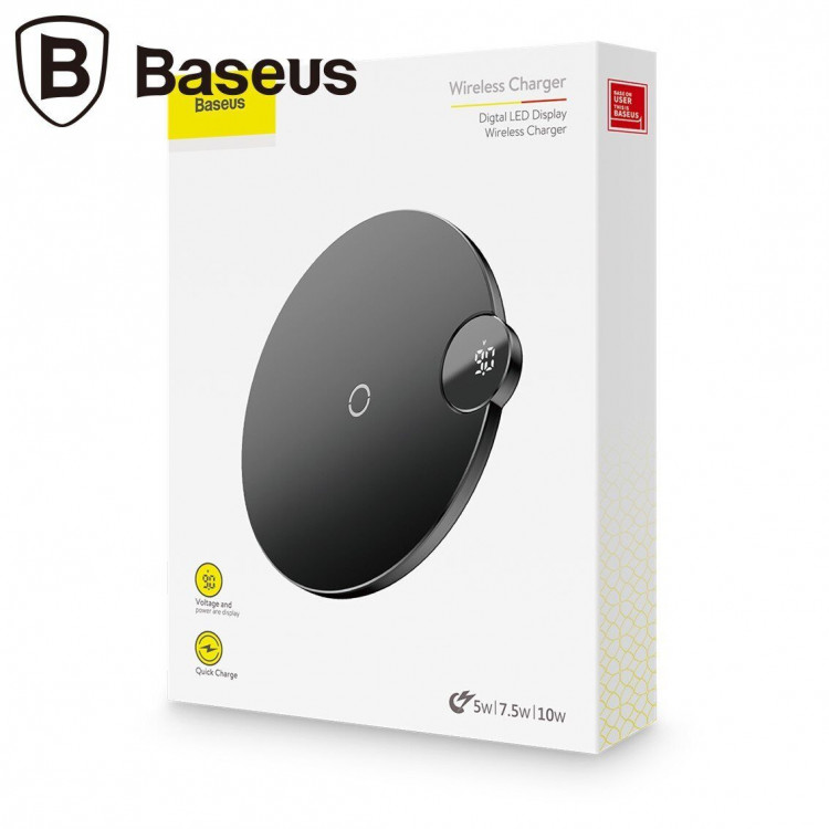 Беспроводное зарядное устройство Baseus Digtal LED Display (черный)