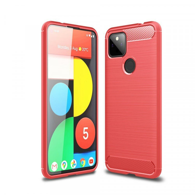 Чехол-накладка Carbon Fibre для Google Pixel 5a 5G (красный)