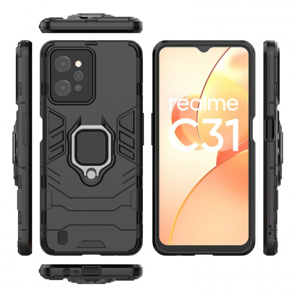 Чехол Armor Ring Holder для Realme C31 (черный) Чехол Armor Ring Holder для Realme C31 (черный)