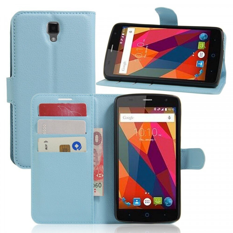 Чехол с визитницей для ZTE Blade L5 / L5 Plus (голубой)