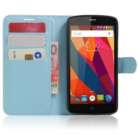Чехол с визитницей для ZTE Blade L5 / L5 Plus (голубой)