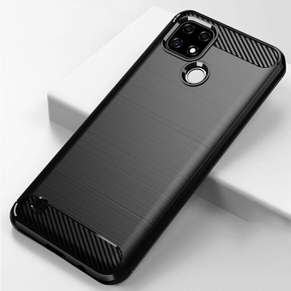 Чехол-накладка Carbon Fibre для Realme C21, Realme C21Y (черный) Чехол-накладка Carbon Fibre для Realme C21, Realme C21Y (черный)