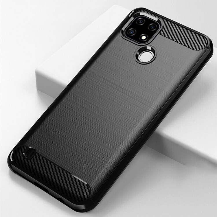Чехол-накладка Carbon Fibre для Realme C21, Realme C21Y (черный)