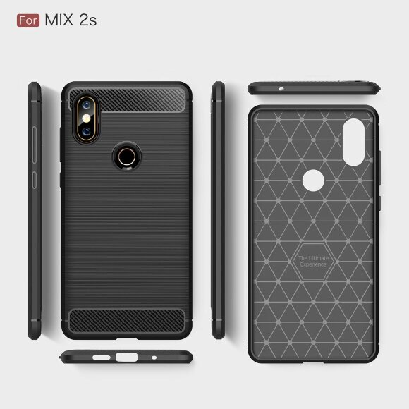 Чехол-накладка Carbon Fibre для Xiaomi Mi Mix 2s (черный) Чехол-накладка Carbon Fibre для Xiaomi Mi Mix 2s (черный)