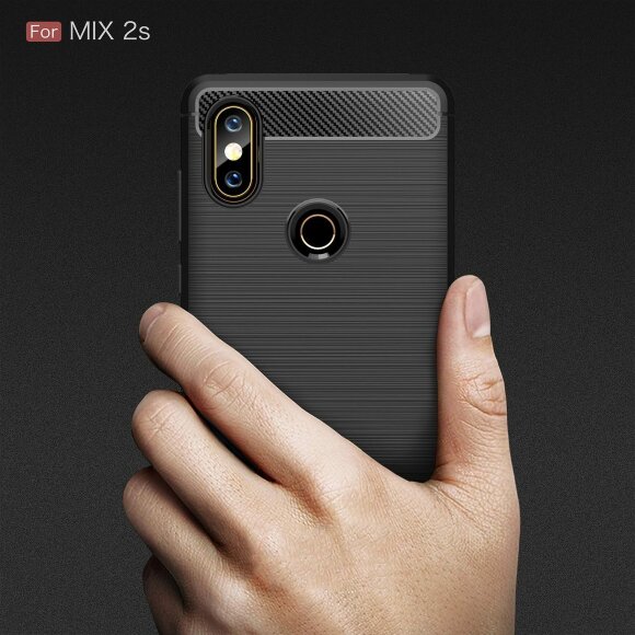 Чехол-накладка Carbon Fibre для Xiaomi Mi Mix 2s (черный) Чехол-накладка Carbon Fibre для Xiaomi Mi Mix 2s (черный)