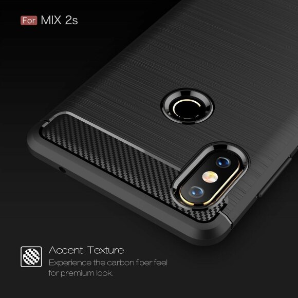 Чехол-накладка Carbon Fibre для Xiaomi Mi Mix 2s (черный) Чехол-накладка Carbon Fibre для Xiaomi Mi Mix 2s (черный)