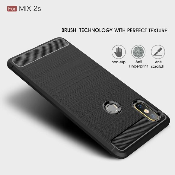 Чехол-накладка Carbon Fibre для Xiaomi Mi Mix 2s (черный) Чехол-накладка Carbon Fibre для Xiaomi Mi Mix 2s (черный)