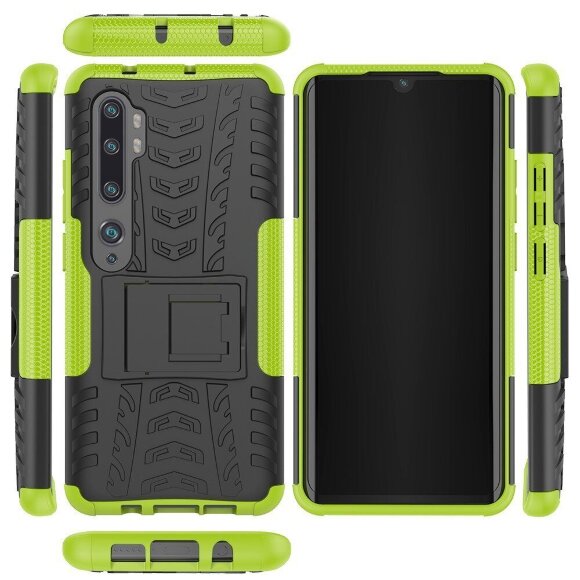 Чехол Hybrid Armor для Xiaomi Mi Note 10 / Mi Note 10 Pro / Mi CC9 Pro (черный + зеленый)