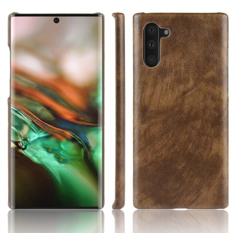 Кожаная накладка-чехол для Samsung Galaxy Note 10 (коричневый)