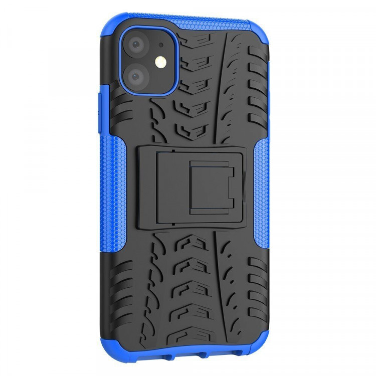 Чехол Hybrid Armor для iPhone 11 (черный + голубой)