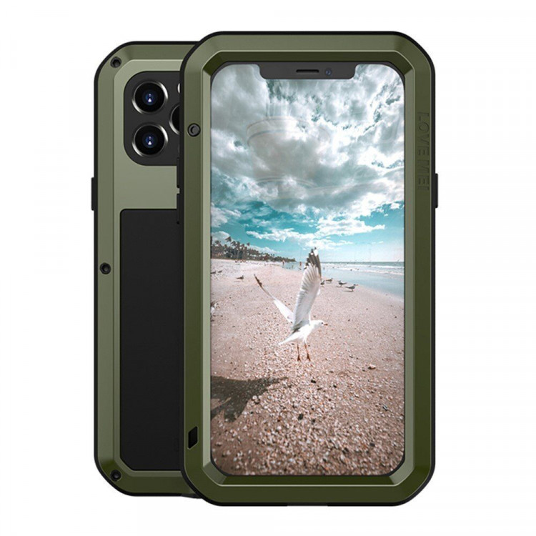 Гибридный чехол LOVE MEI для iPhone 12 Pro (темно-зеленый)