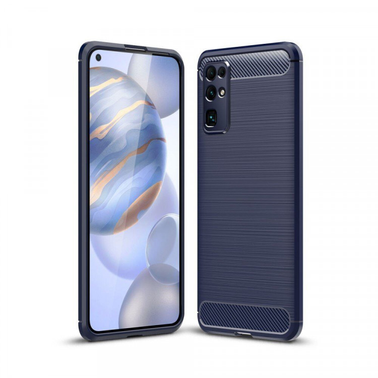 Чехол-накладка Carbon Fibre для Honor 30 (темно-синий)