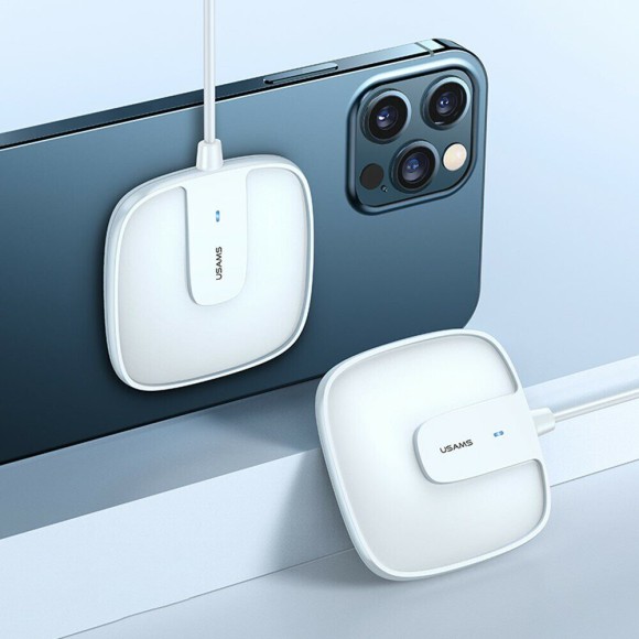 Зарядное устройство Usams Extra-thin Magnetic Fast Wireless Charger 15W (US-CD159 W1) - белый