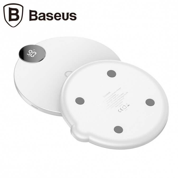 Беспроводное зарядное устройство Baseus Digtal LED Display (белый)