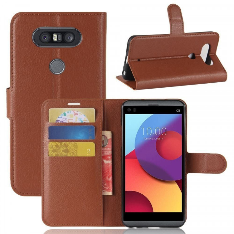 Чехол с визитницей для LG Q8 (коричневый)