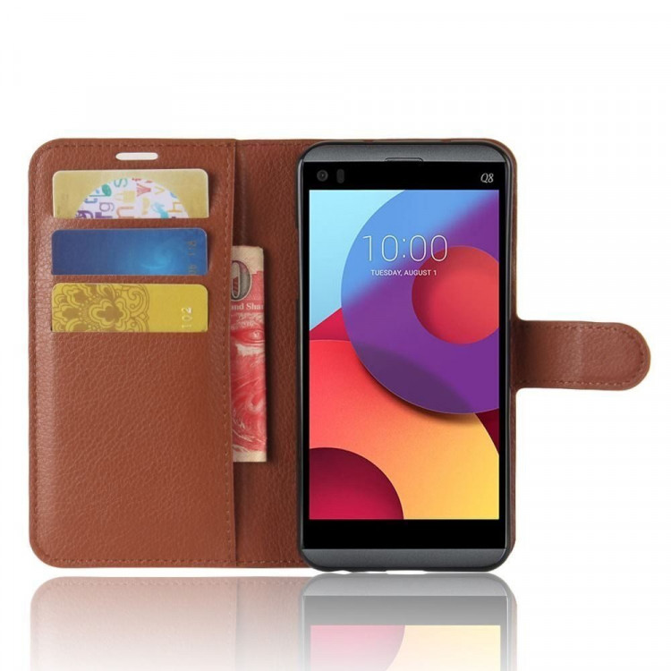 Чехол с визитницей для LG Q8 (коричневый)
