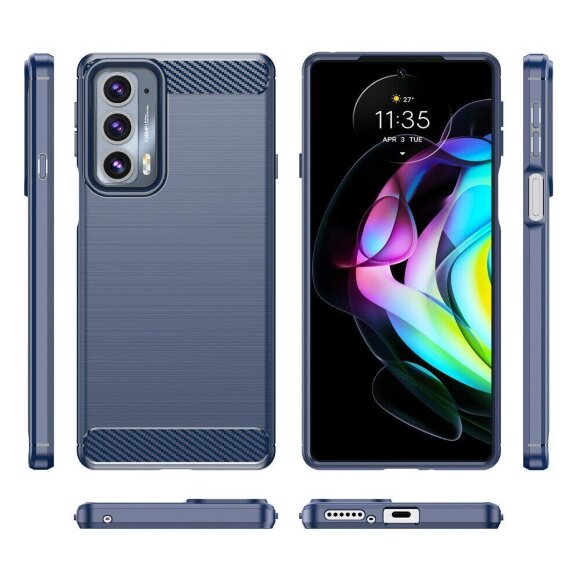 Чехол-накладка Carbon Fibre для Motorola Edge 20 (темно-синий) Чехол-накладка Carbon Fibre для Motorola Edge 20 (темно-синий)