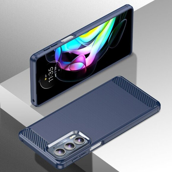 Чехол-накладка Carbon Fibre для Motorola Edge 20 (темно-синий) Чехол-накладка Carbon Fibre для Motorola Edge 20 (темно-синий)