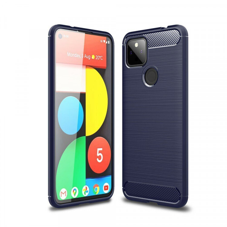 Чехол-накладка Carbon Fibre для Google Pixel 5a 5G (темно-синий)