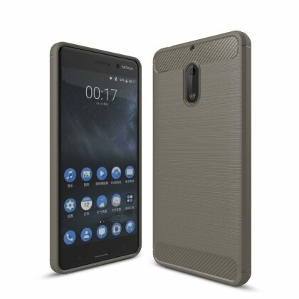 Чехол-накладка Carbon Fibre для Nokia 6 (серый)