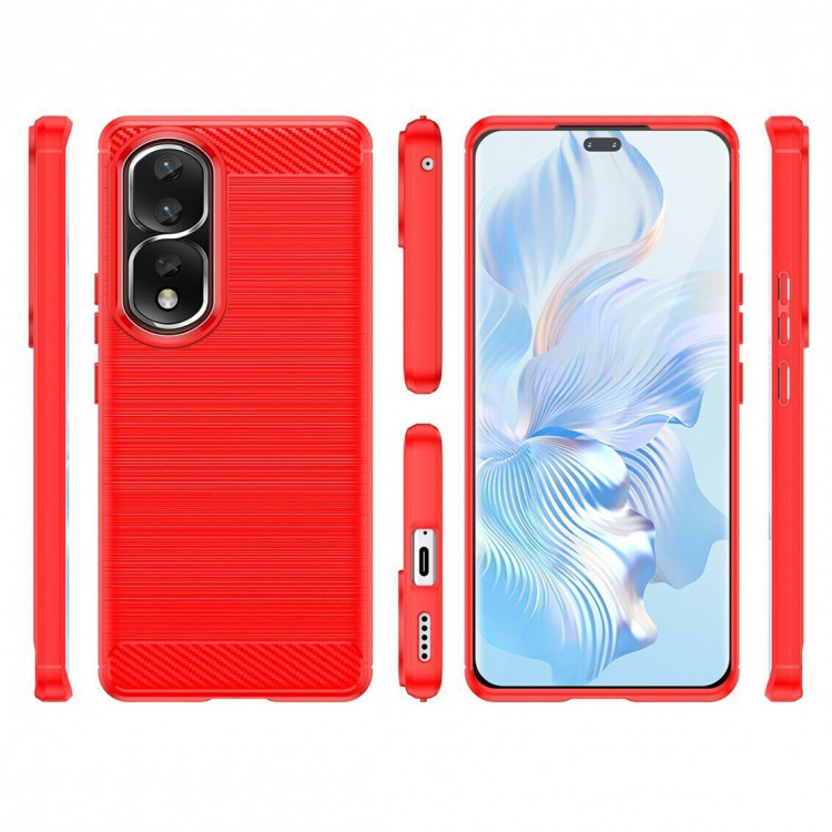 Чехол-накладка Carbon Fibre для Honor 80 Pro (красный)