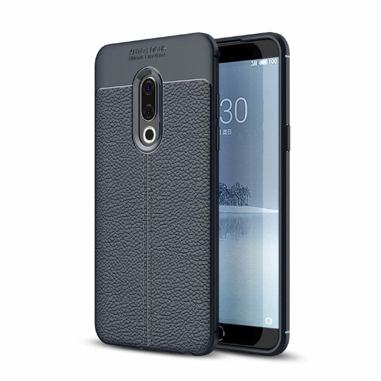 Чехол-накладка Litchi Grain для Meizu 15 (темно-синий)