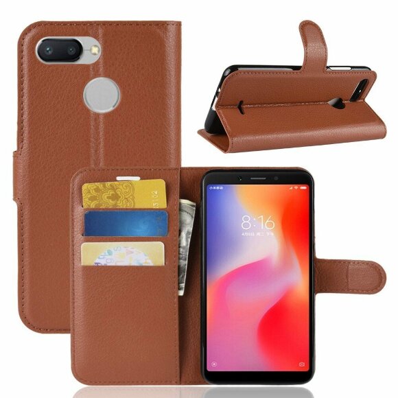 Чехол с визитницей для Xiaomi Redmi 6 (коричневый)